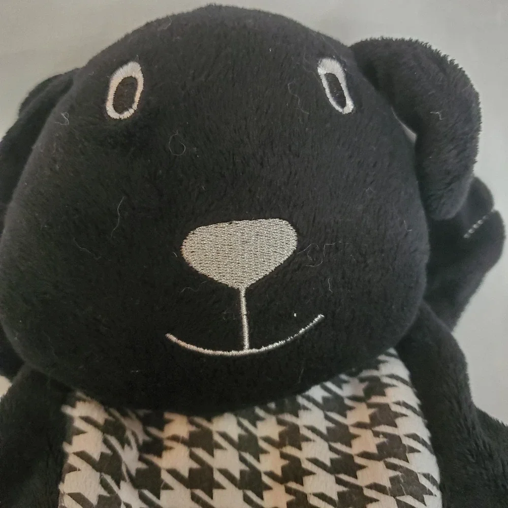 Belle Plush Animal Baby Lovey Black White Dog Puppy‎